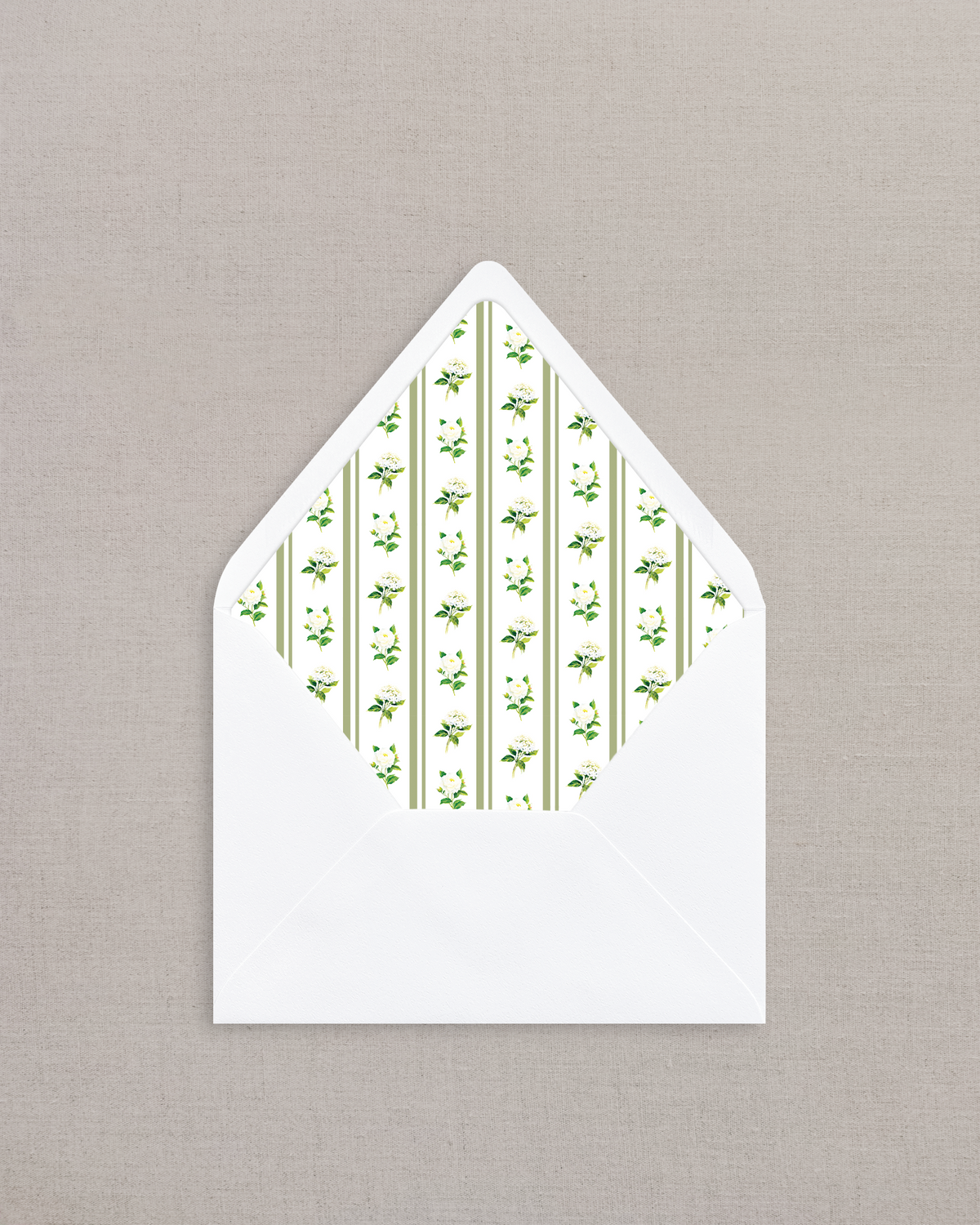 GREEN FLORAL STRIPE LINED ENVELOPES