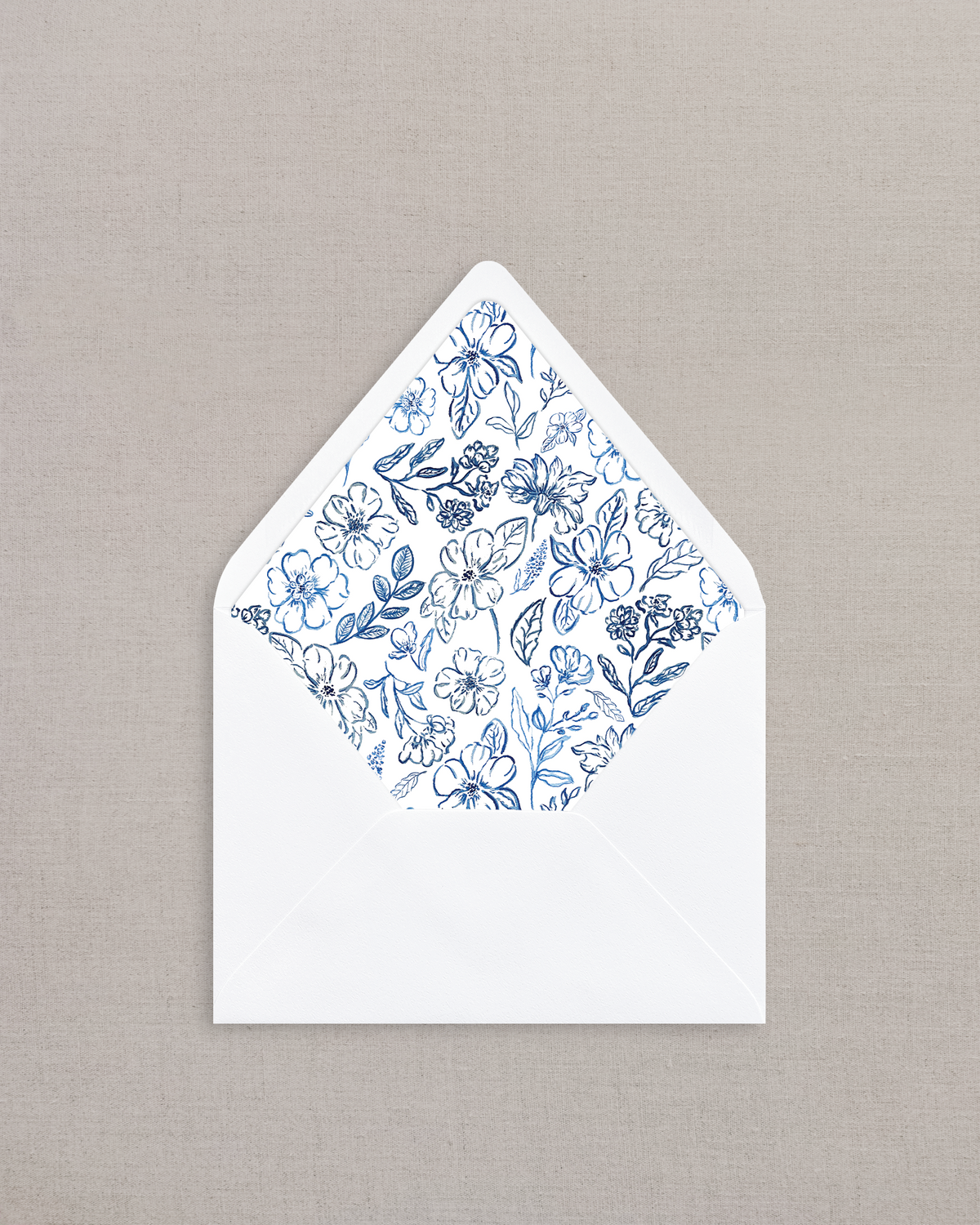 INDIGO FLORAL WATERCOLOR LINED ENVELOPES