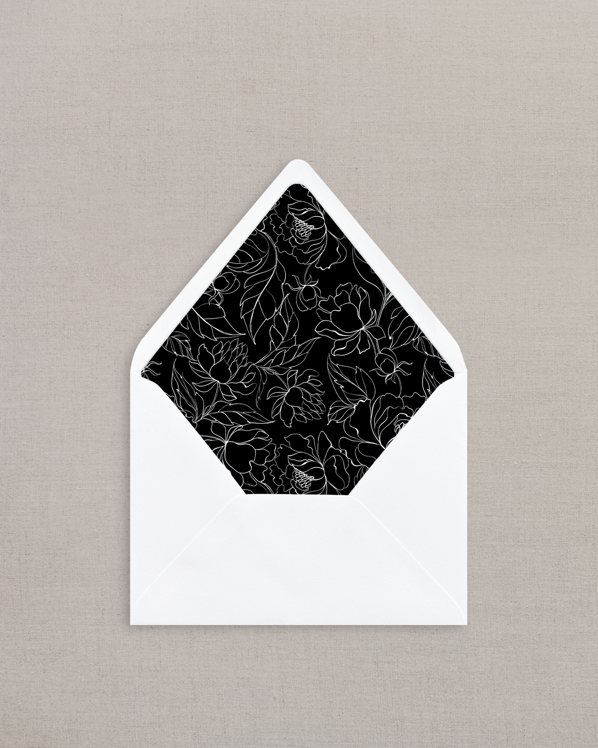 NOIR BLACK FLORAL LINED ENVELOPES