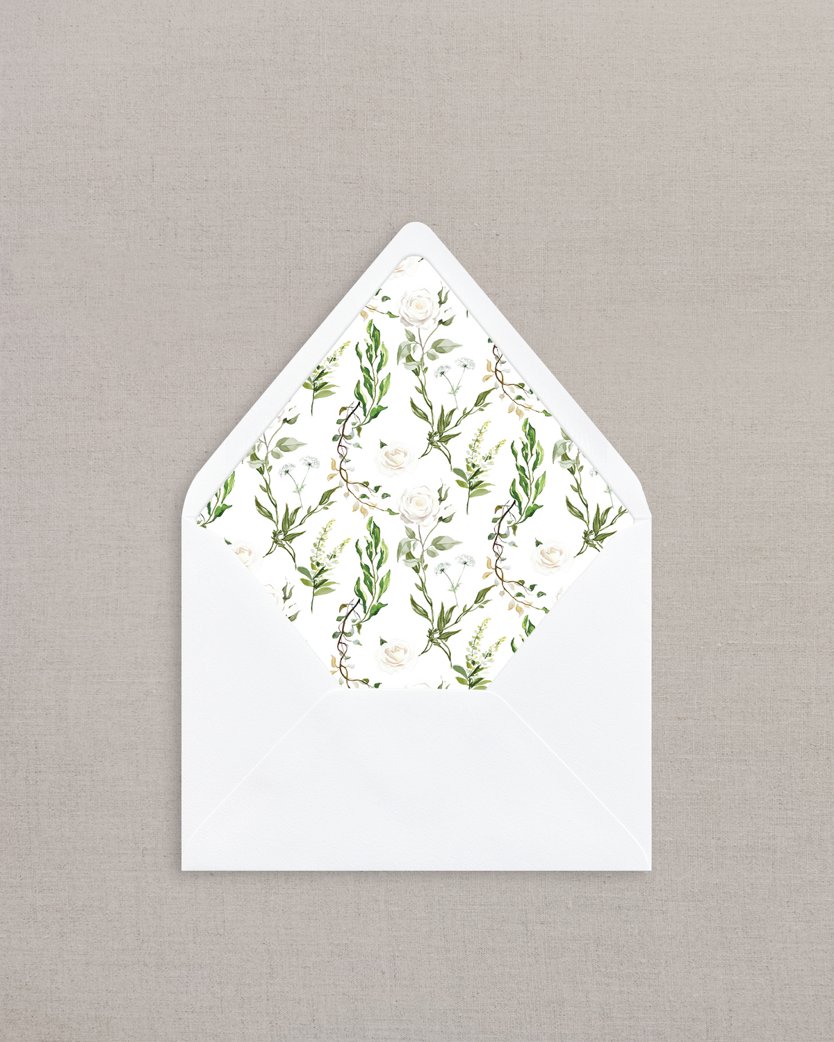 SPRING GREEN FLORAL WATERCOLOR LINED ENVELOPES