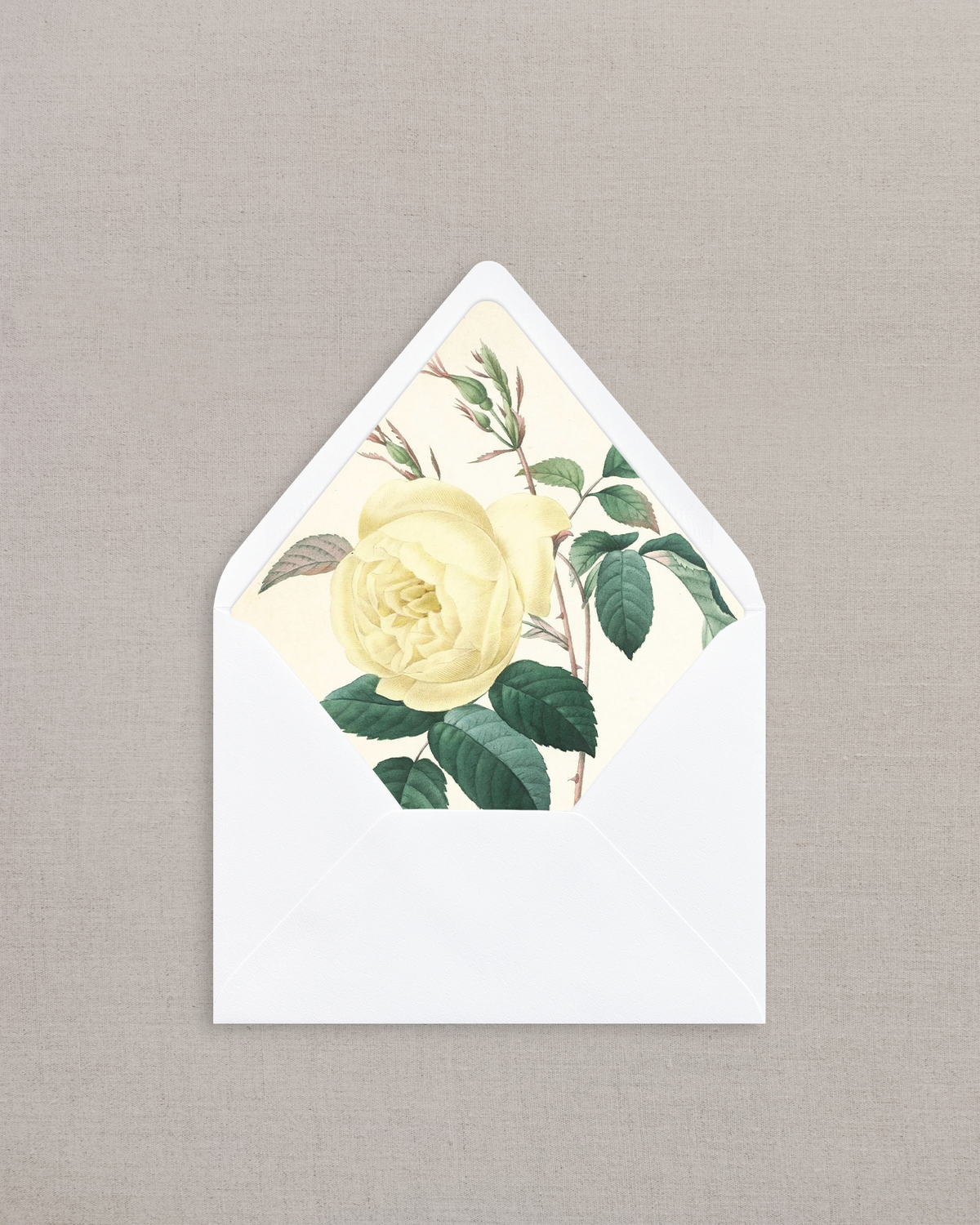 VINTAGE WHITE ROSE LINED ENVELOPES