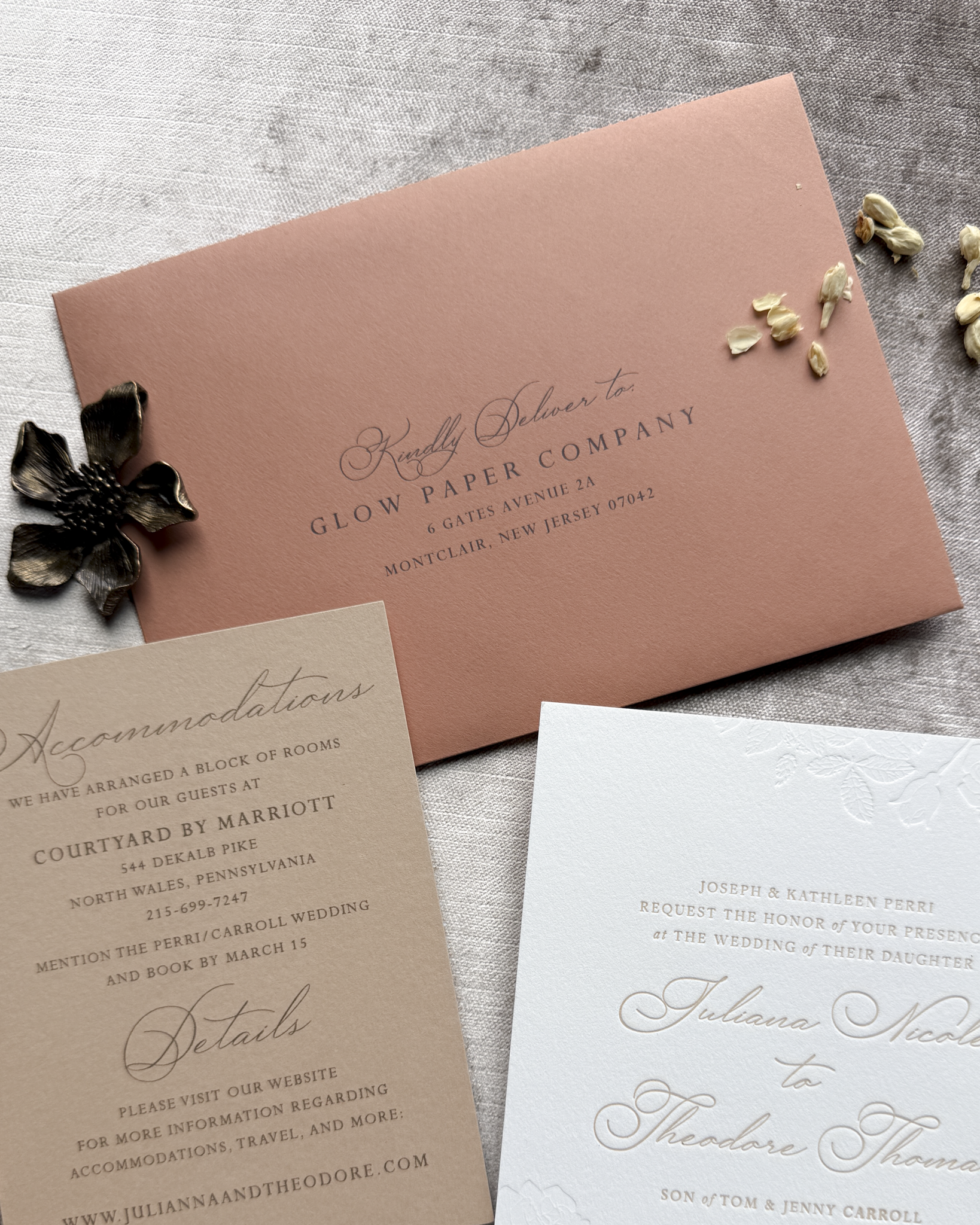 Glow Paper Company stationery set on a textured surface