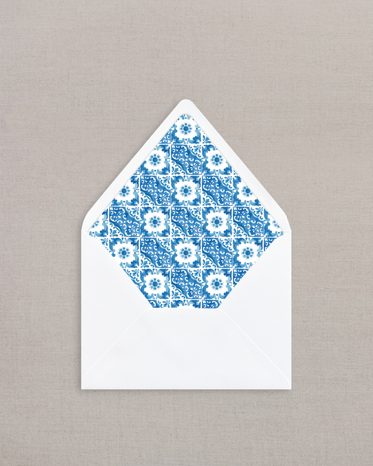 WATERCOLOR BLUE TILE LINED ENVELOPES
