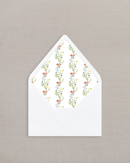FLORAL WATERCOLOR SQUIGGLES LINED ENVELOPES