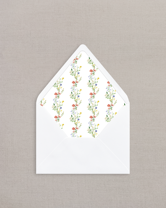 FLORAL WATERCOLOR SQUIGGLES LINED ENVELOPES