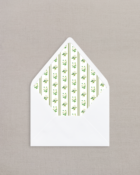 GREEN FLORAL STRIPE LINED ENVELOPES