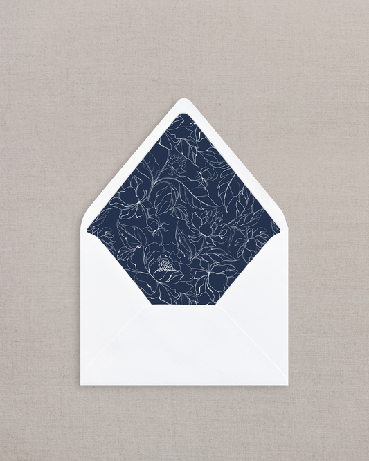NOIR NAVY FLORAL LINED ENVELOPES