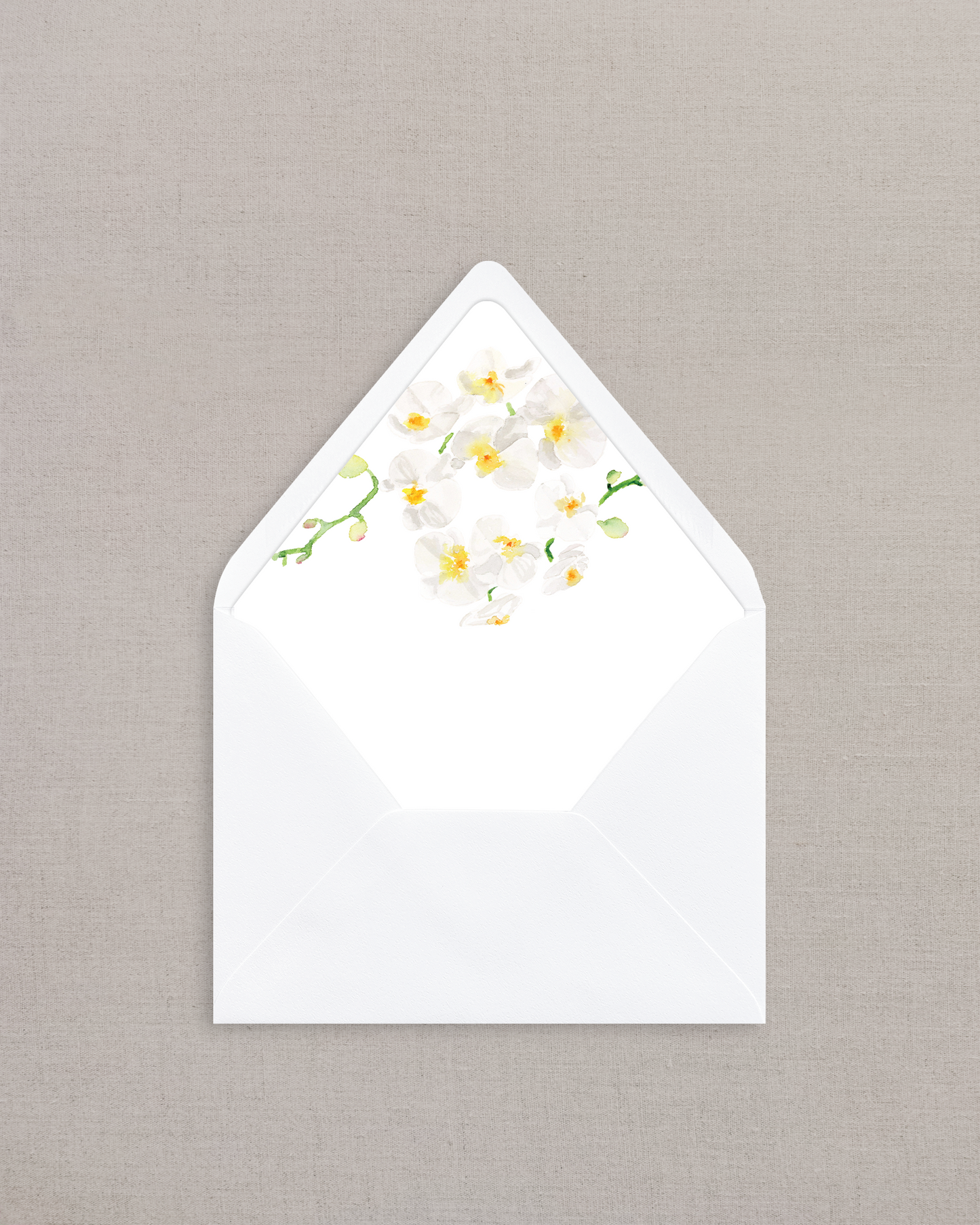 WHITE ORCHID WATERCOLOR LINED ENVELOPES