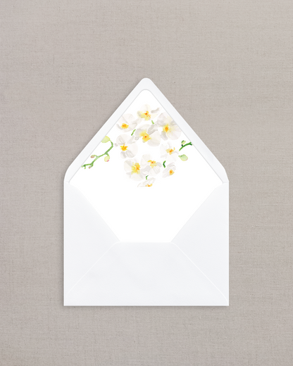 WHITE ORCHID WATERCOLOR LINED ENVELOPES
