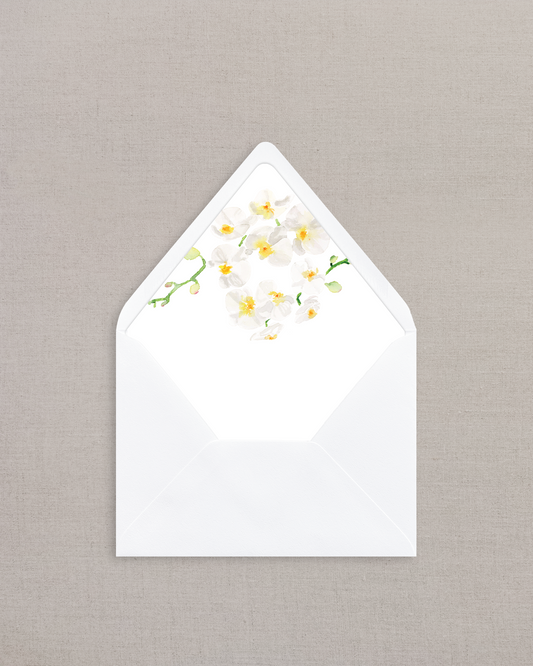 WHITE ORCHID WATERCOLOR LINED ENVELOPES