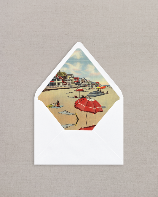 COLORFUL VINTAGE BEACH LINED ENVELOPES