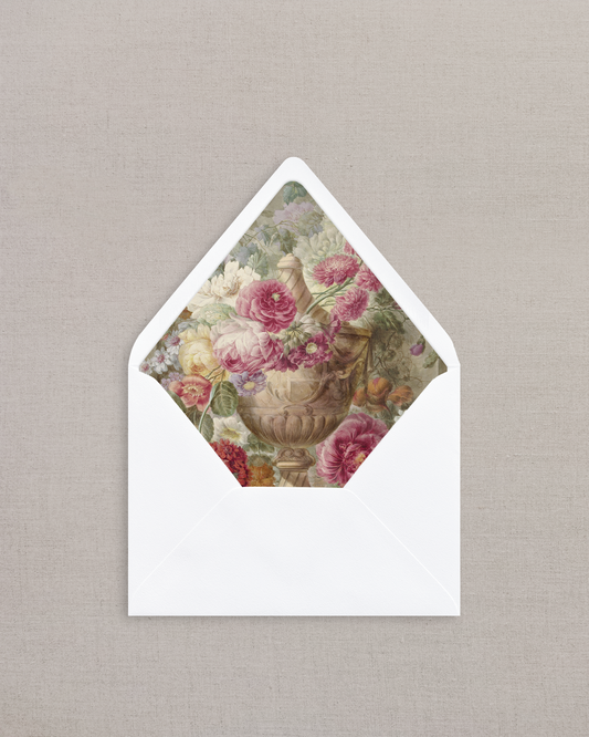 VINTAGE PINK PEONIES LINED ENVELOPES